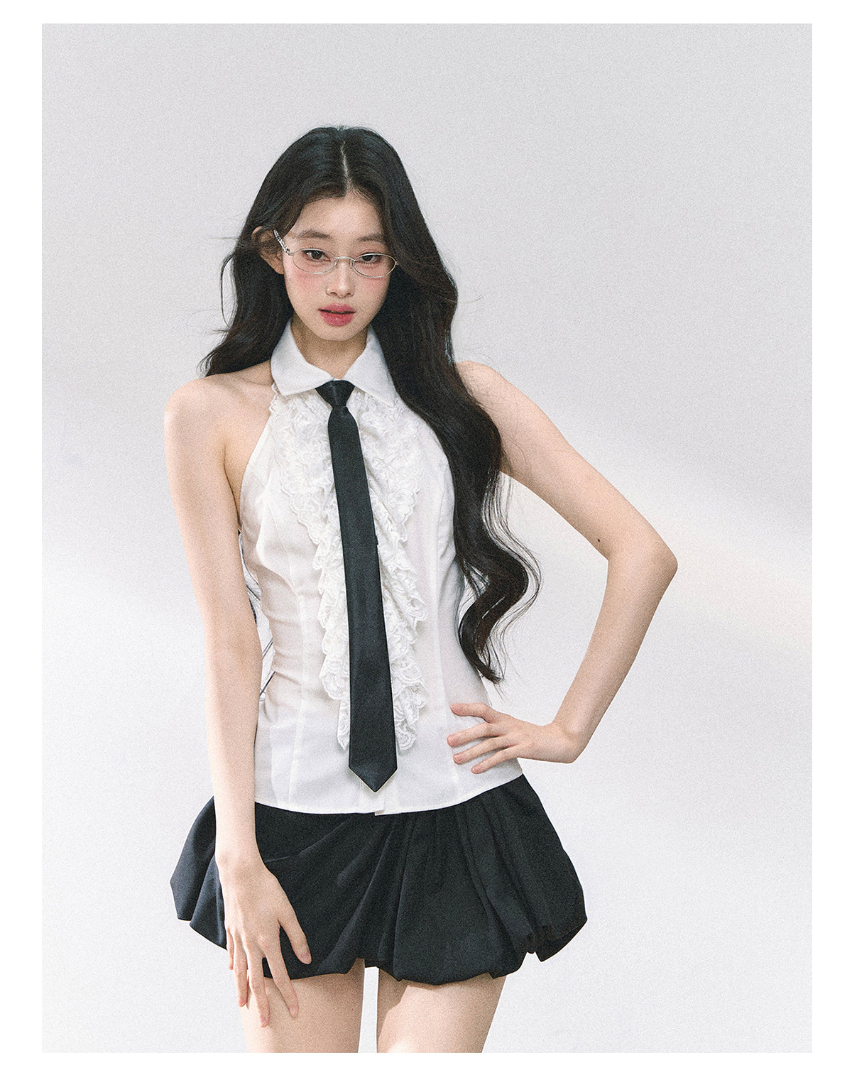 SHAOYEYAN French Lace Blouse (with tie)