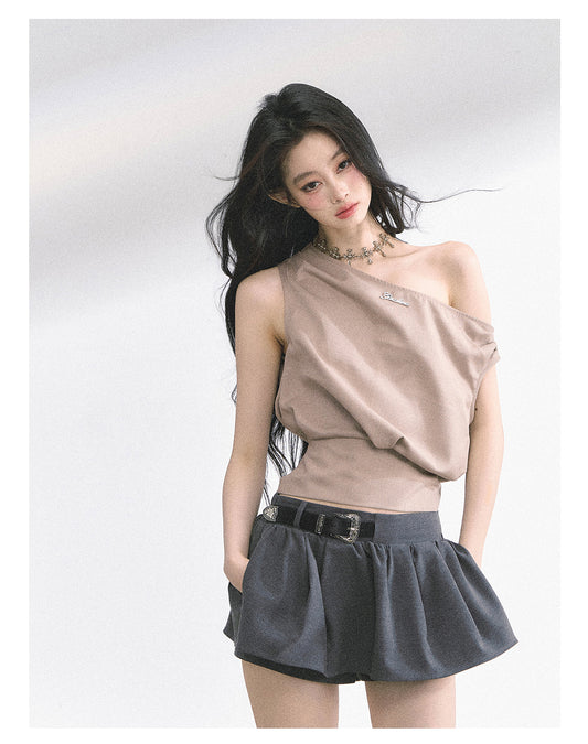 SHAOYEYAN Korean Off-Shoulder Crop Top