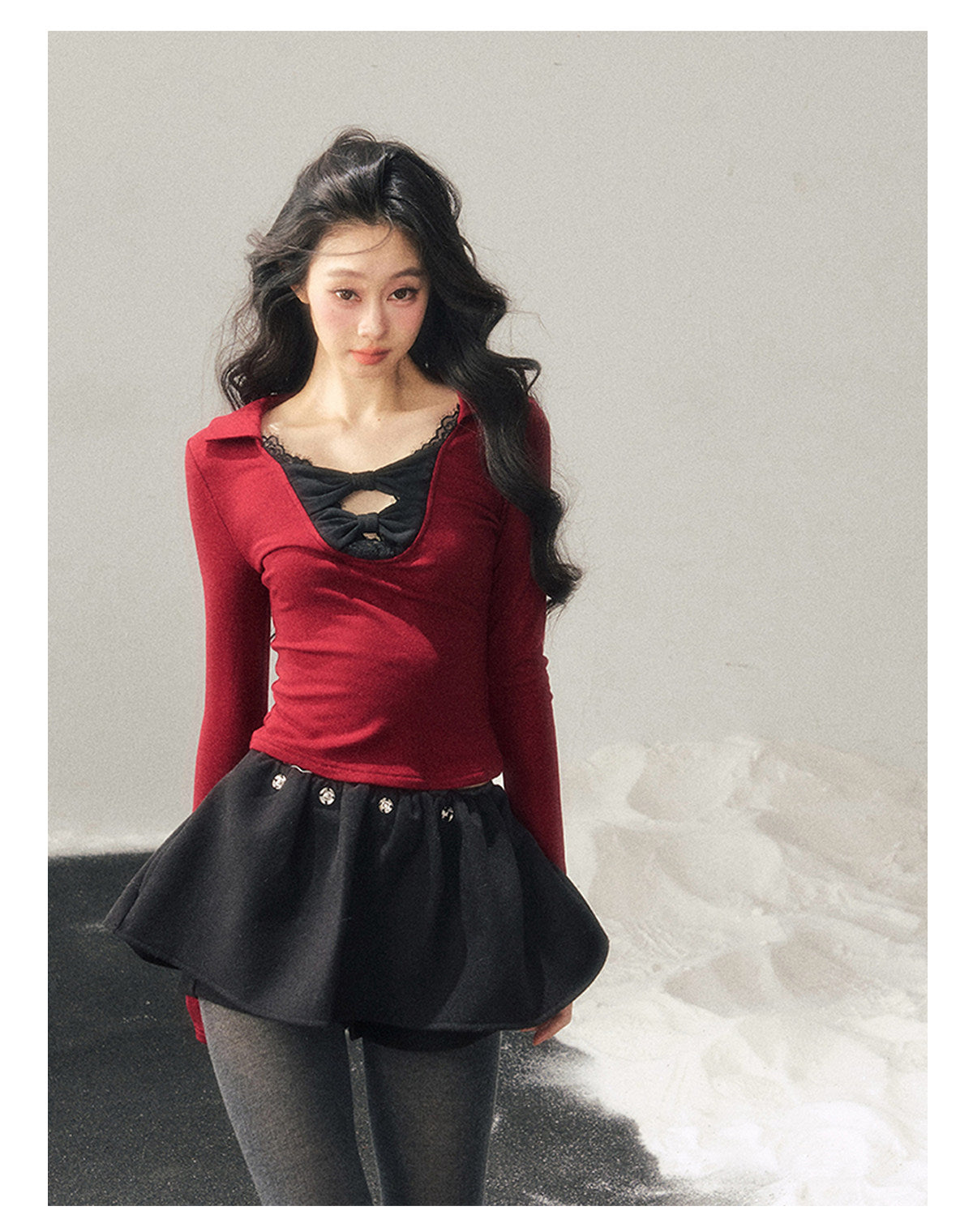 ShaoYeYan Aomalm Silent Resonance Bow Lace Top