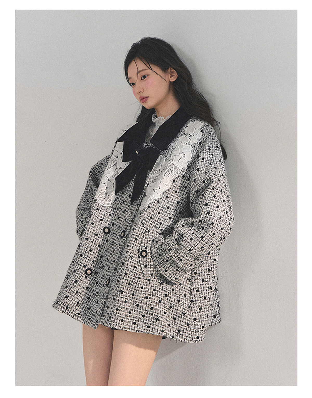 ShaoYeYan Aomalm Out of Focus Moment Lace Plaid Coat
