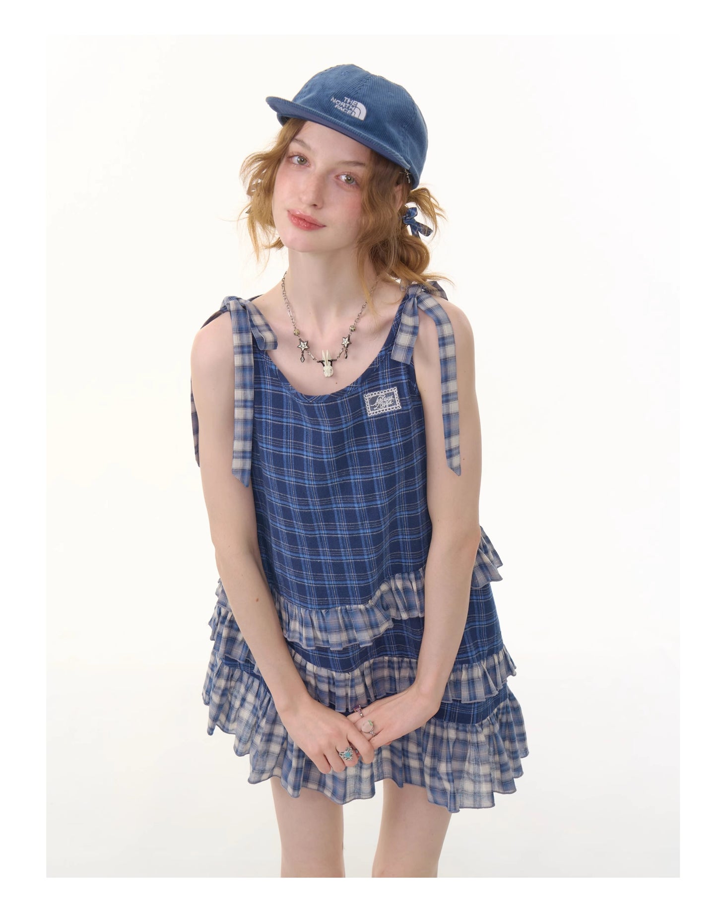 ziziFei Retro Blue Gingham Dress
