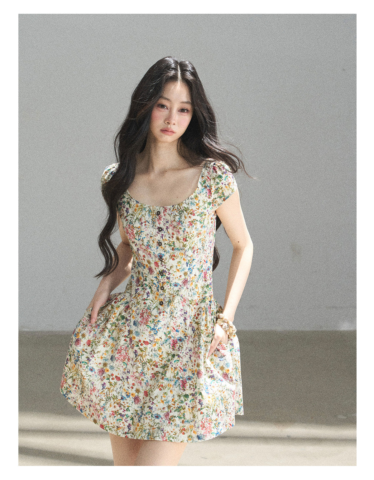 ShaoYeYan Aomalm Blazing Full Bloom French Floral Puff Dress