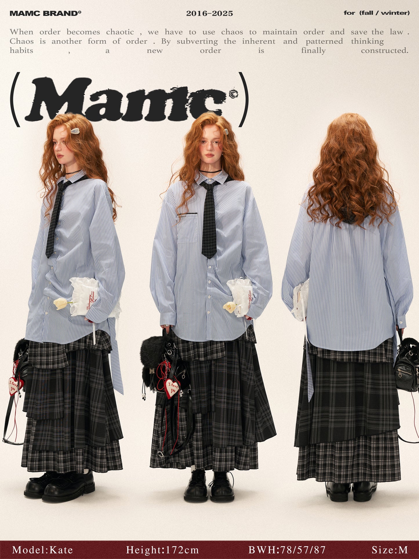 MAMC Longline Striped Bow Tie Blouse