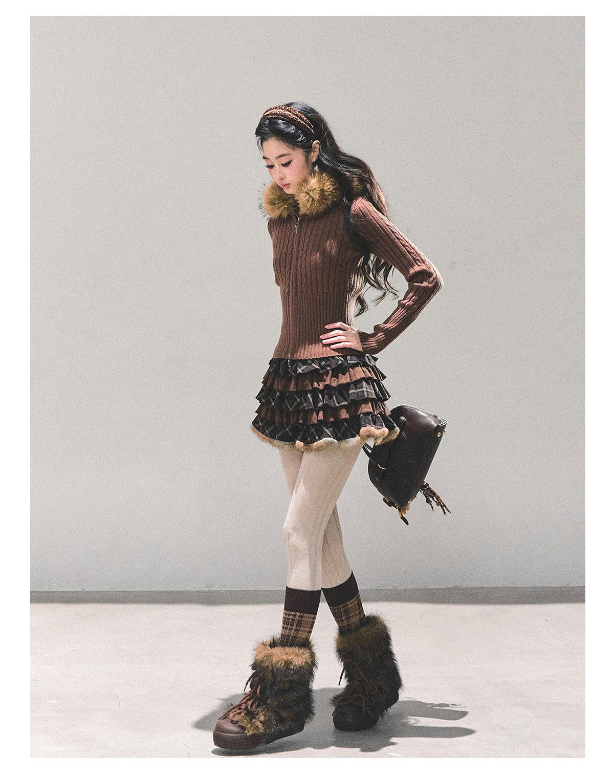 ShaoYeYan Lost Sunset Korean Hooded Knit Cardigan