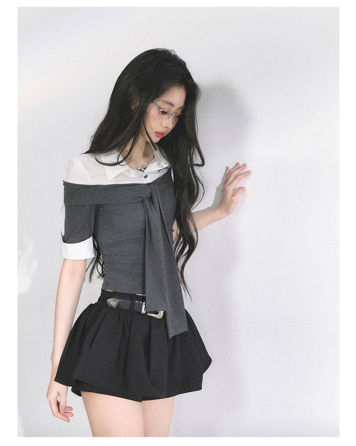 SHAOYEYAN American Style Mock Two-Layer Tee