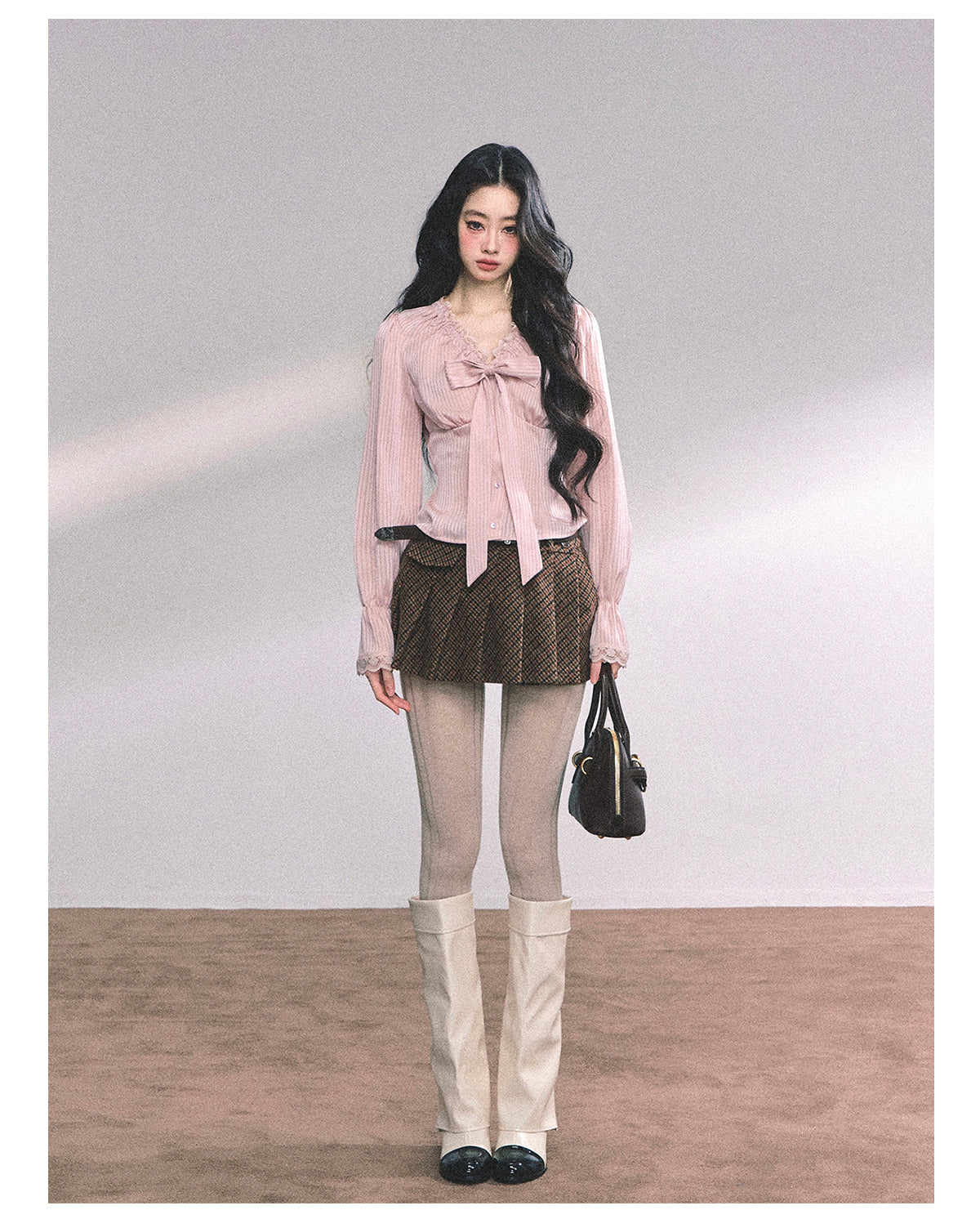 ShaoYeYan Lori Sweet Charm Slim Pink Lace Blouse