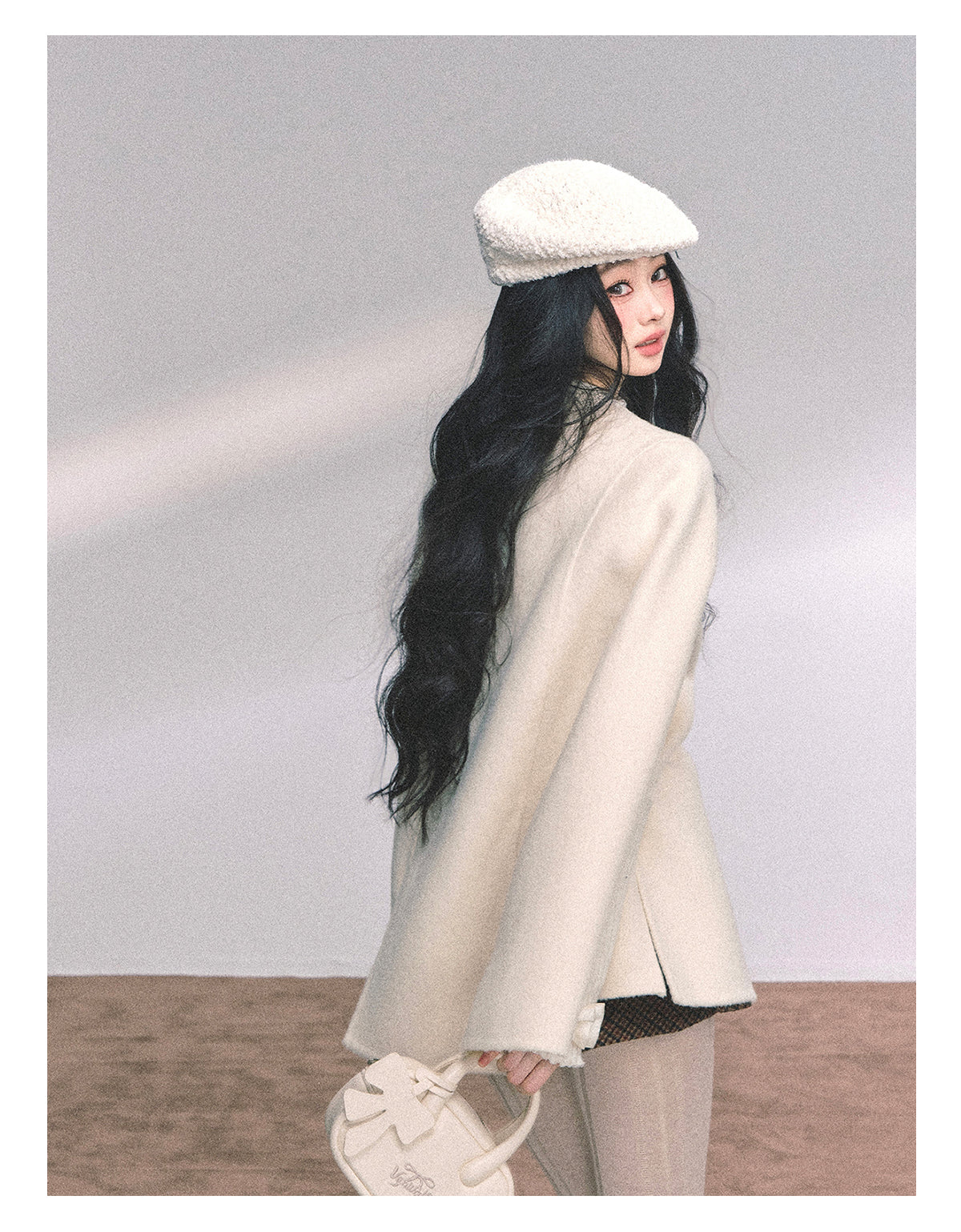 ShaoYeYan Snowy Pearl French Rich Girl Wool Coat