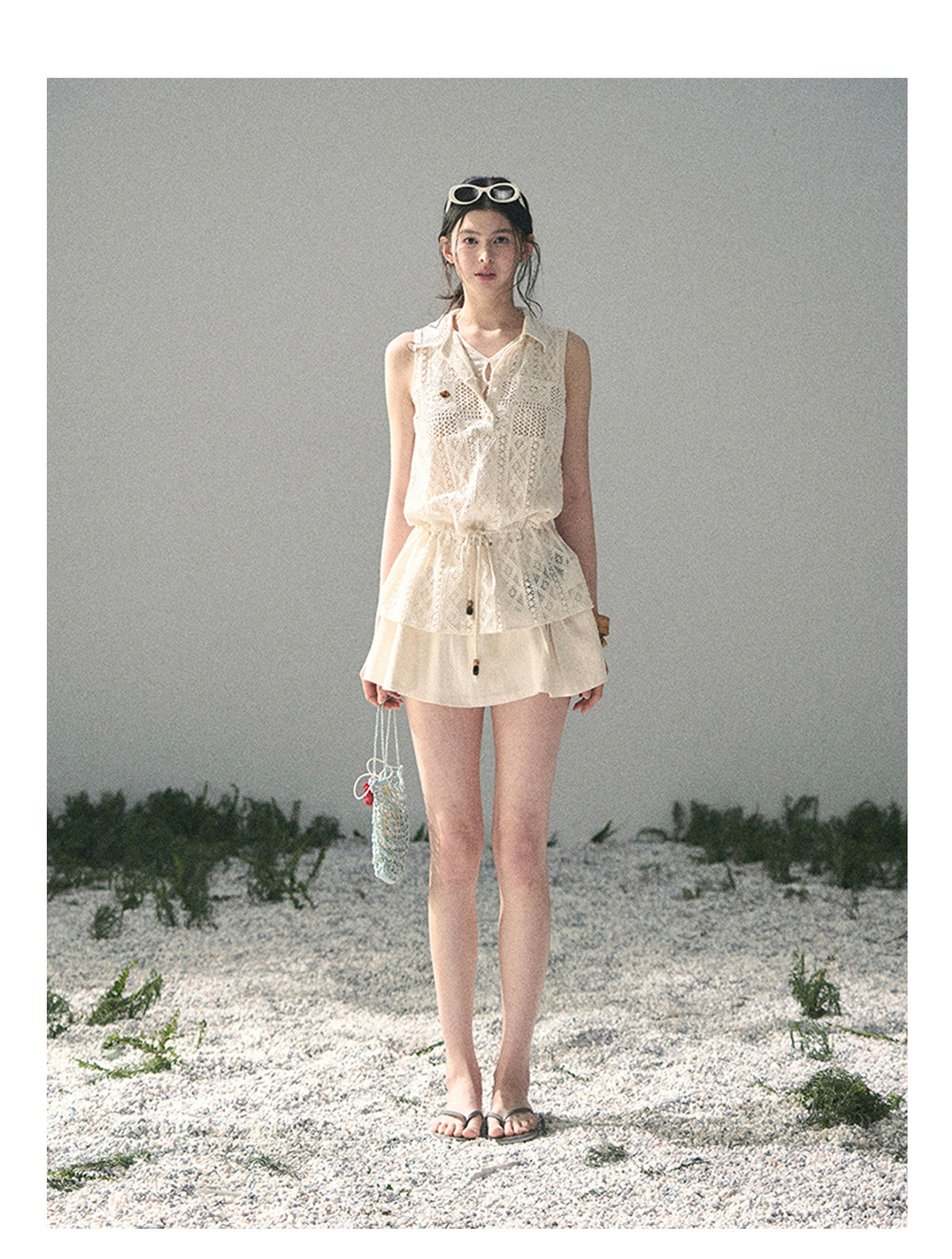 ShaoYeYan Aomalm Summer Wind Kisses Skirt Fake Two-Layer Lace Top