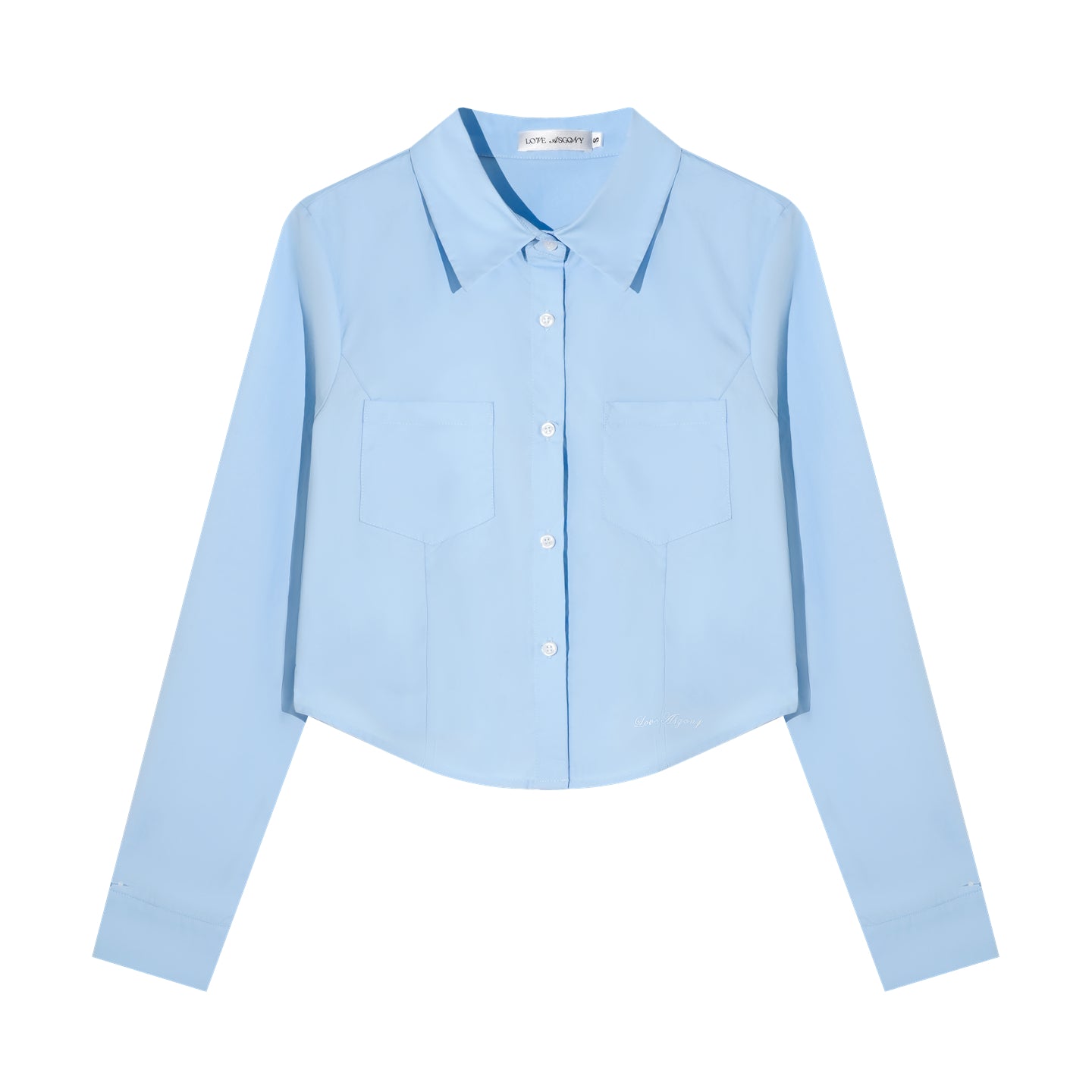 AsGony Solid Color Short Sleeve Embroidered Shirt