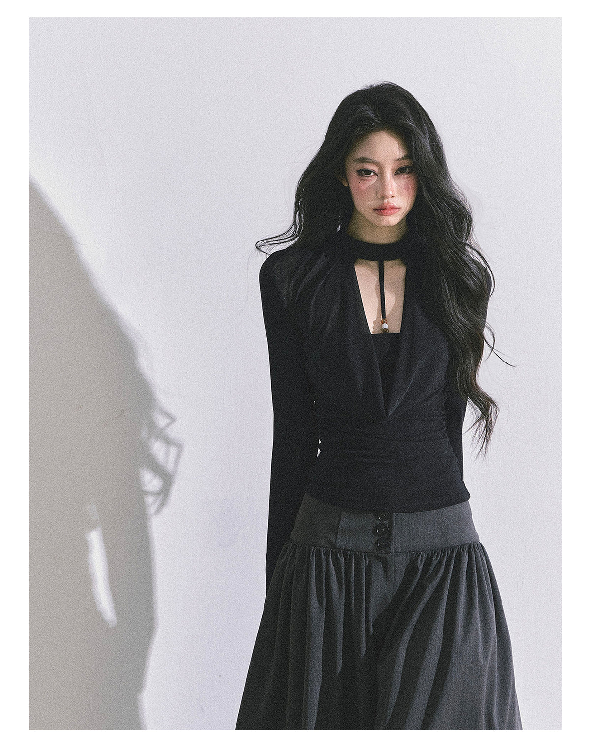 ShaoYeYan Baddie Hot Girl Fake Two-Layer Long Sleeve Top