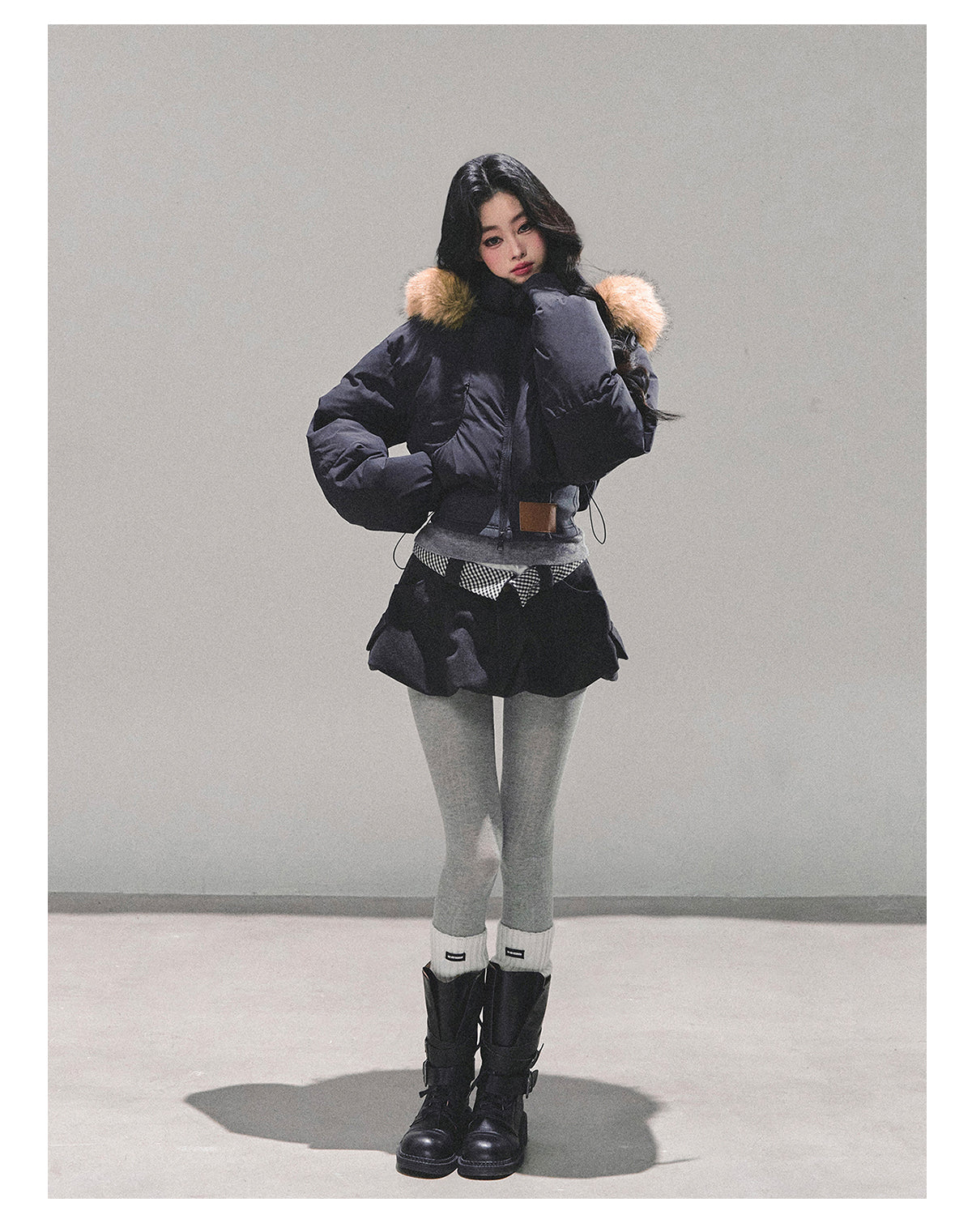 ShaoYeYan Loose Hooded Short Padded Jacket