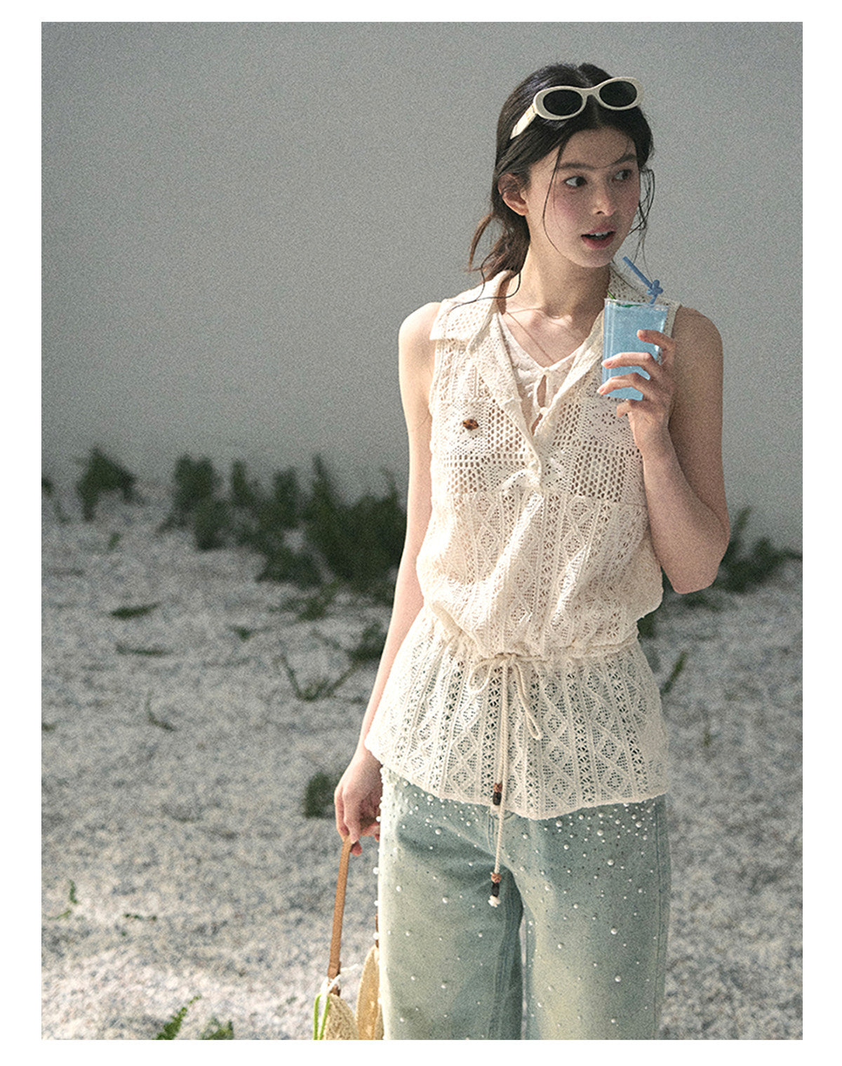 ShaoYeYan Aomalm Summer Wind Kisses Skirt Fake Two-Layer Lace Top