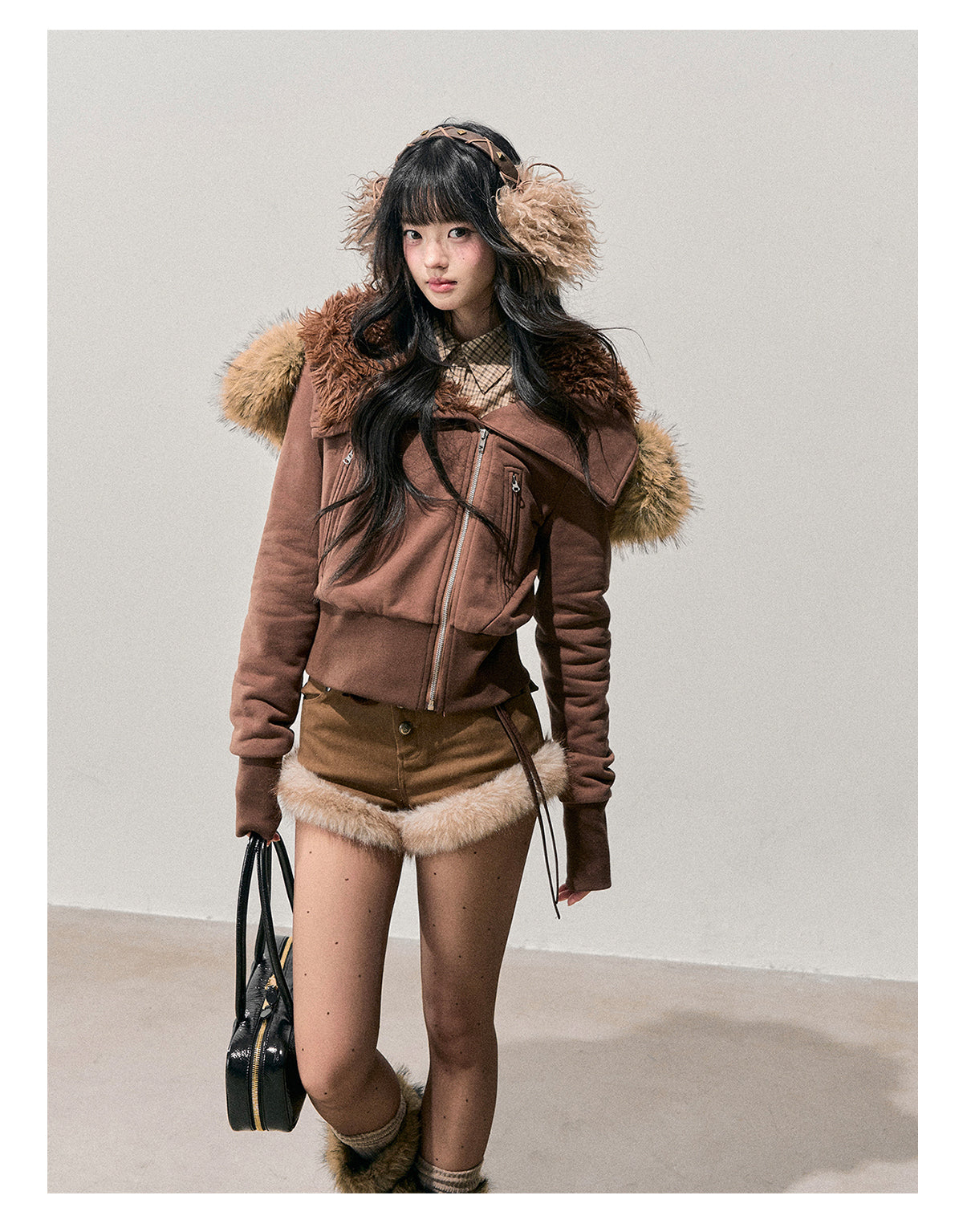 ShaoYeYan Aomalm Warm Wilderness Korean Shearling Hooded Coat