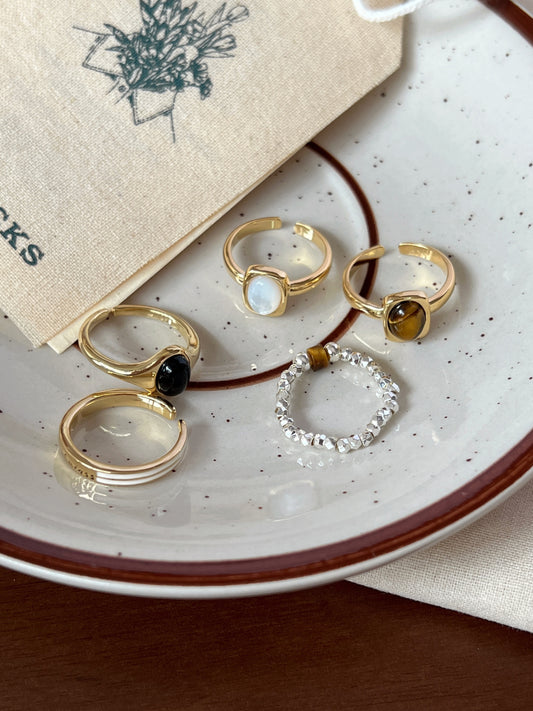 VIGVOG Natural Stone Ring Collection