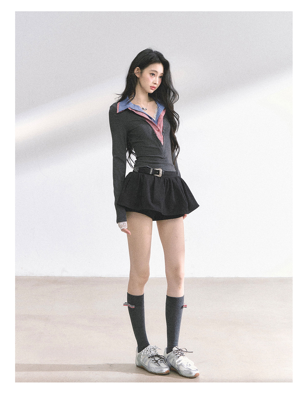 SHAOYEYAN American Style Mock Two-Layer Long Sleeve