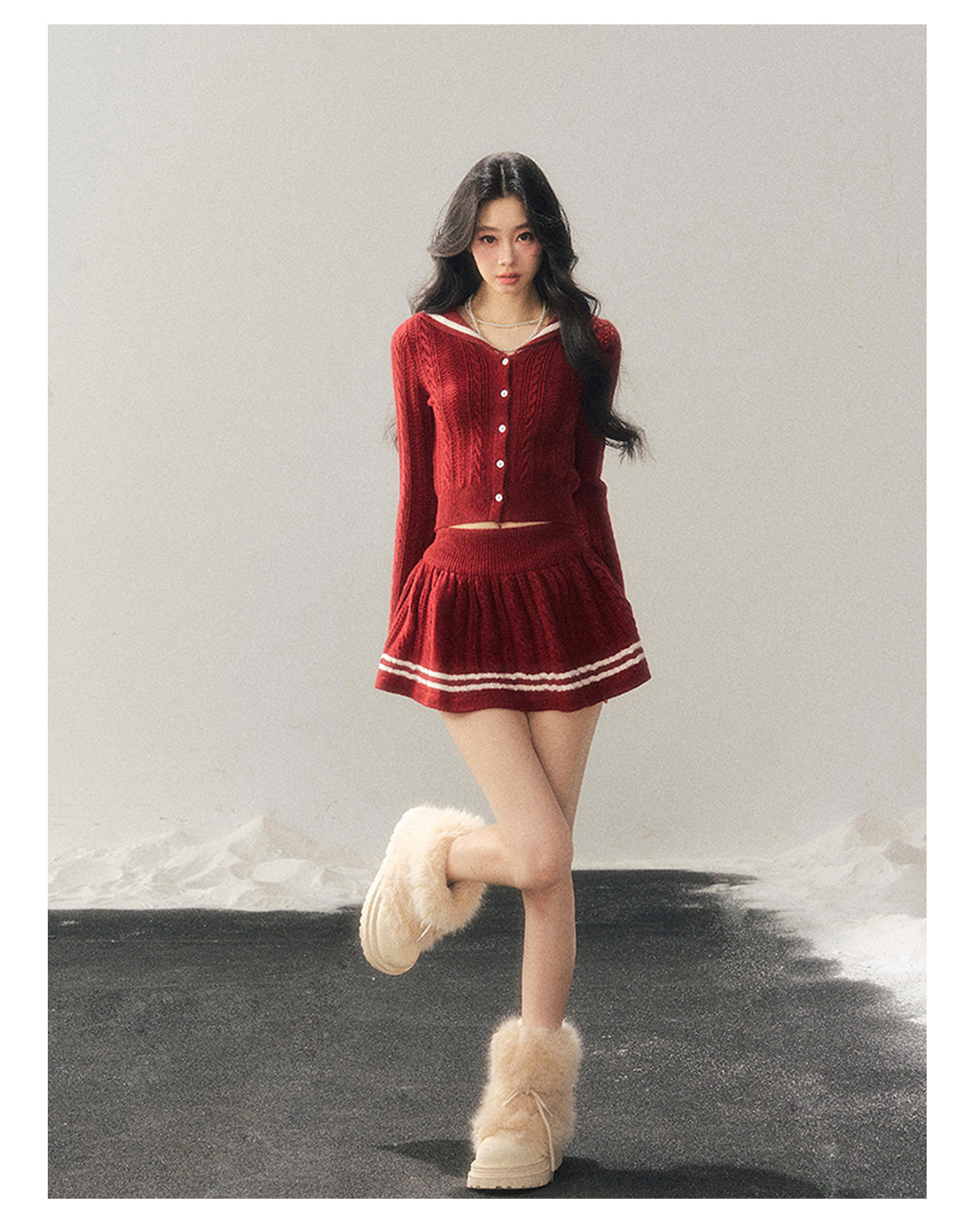 ShaoYeYan Evening Wind Whisper French Knit Set