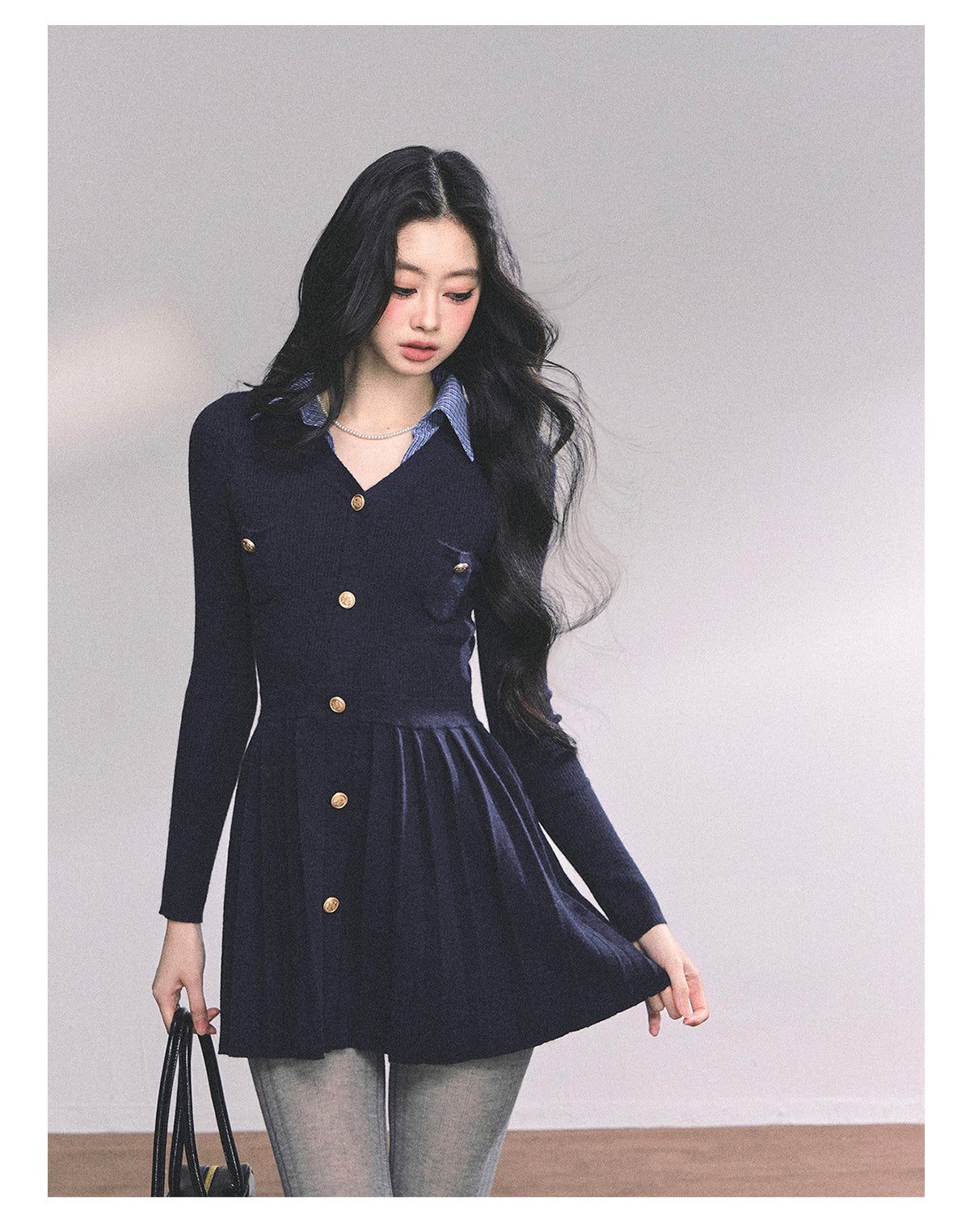 ShaoYeYan Paisley Manuscript Fake Two-Piece American Knit Dress