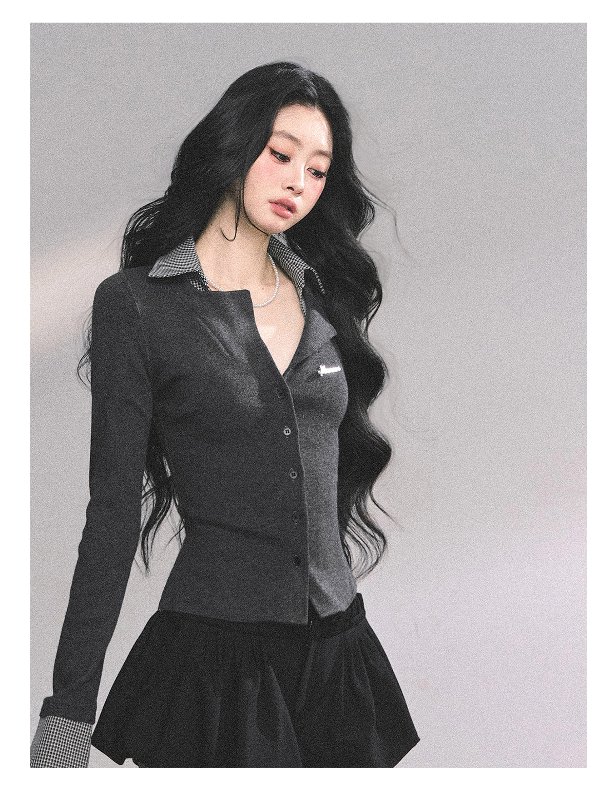 ShaoYeYan Transfer Student Girl Fake Two-Piece American Knit T-Shirt