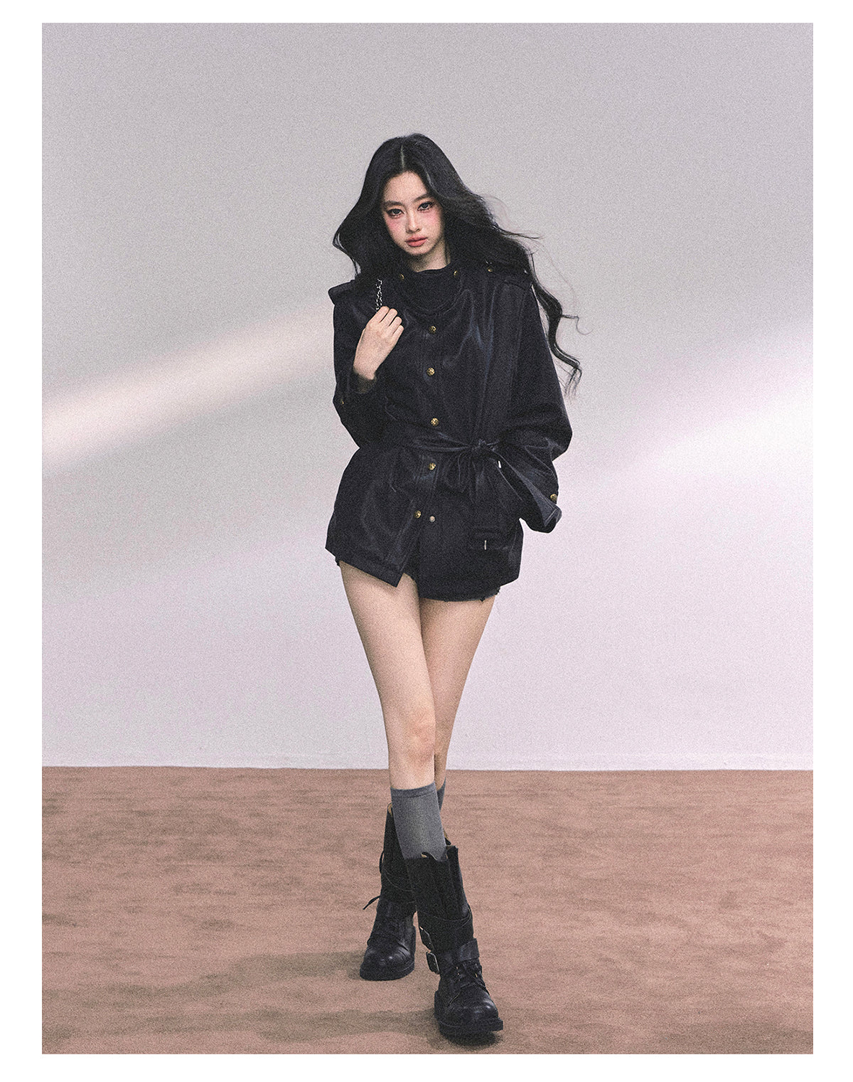 ShaoYeYan UK Time Zone Loose Fit Biker PU Leather Jacket