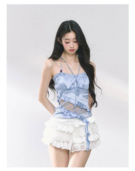 SHAOYEYAN French Lace Halter Top
