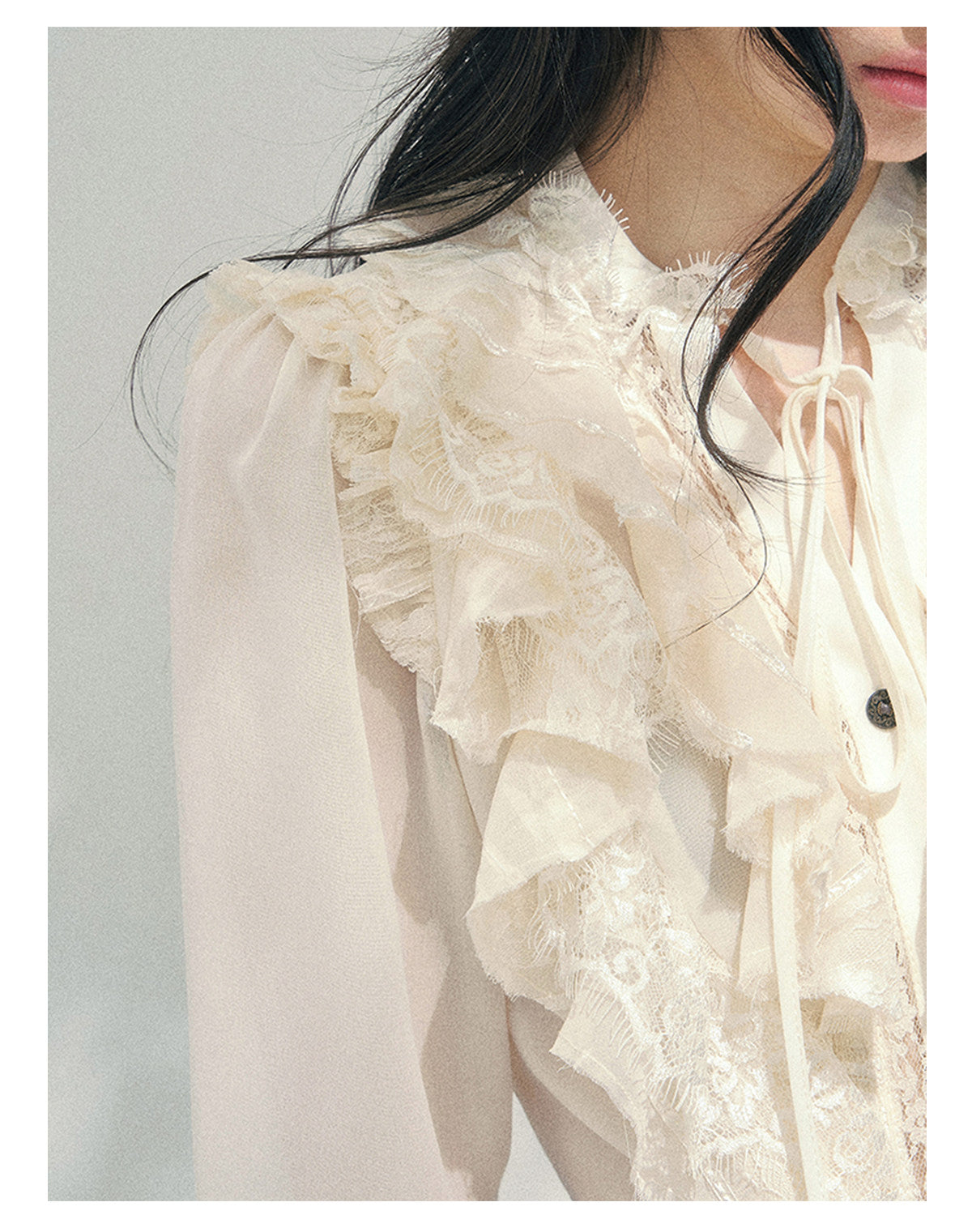 ShaoYeYan Aomalm Temperature of Memory French Court Style Ruffle Lace Blouse