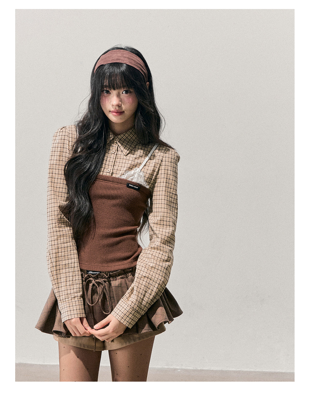 ShaoYeYan Aomalm Trajectory of Fallen Leaves Fake Three-Layer Knit Top