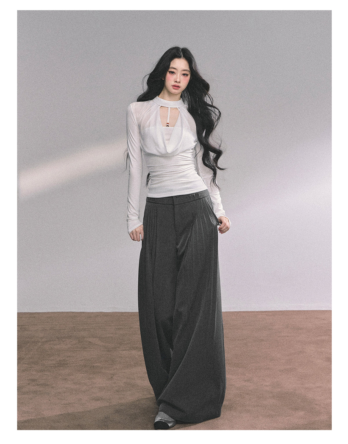 ShaoYeYan Baddie Hot Girl Fake Two-Layer Long Sleeve Top