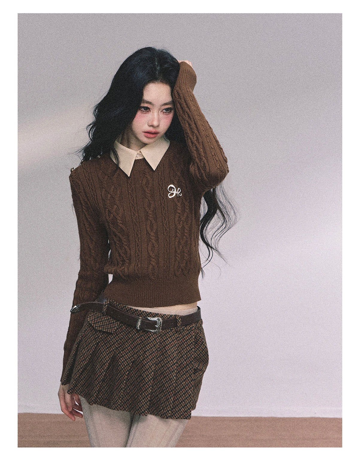 ShaoYeYan Intellectual Aesthetic Fake Two-Layer Knit Sweater