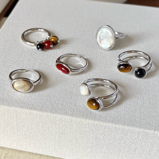 VIGVOG Geometric Gemstone Rings