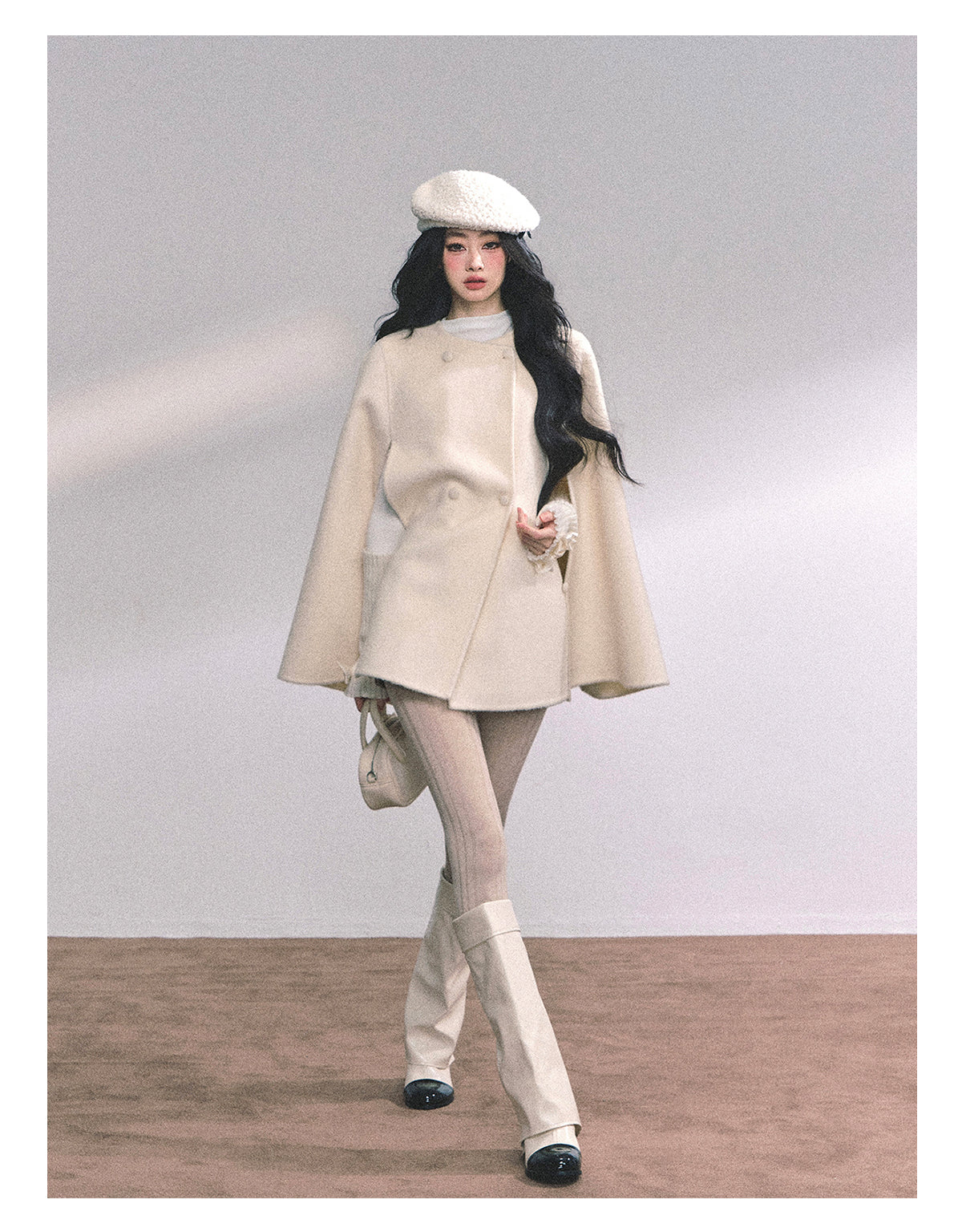 ShaoYeYan Snowy Pearl French Rich Girl Wool Coat