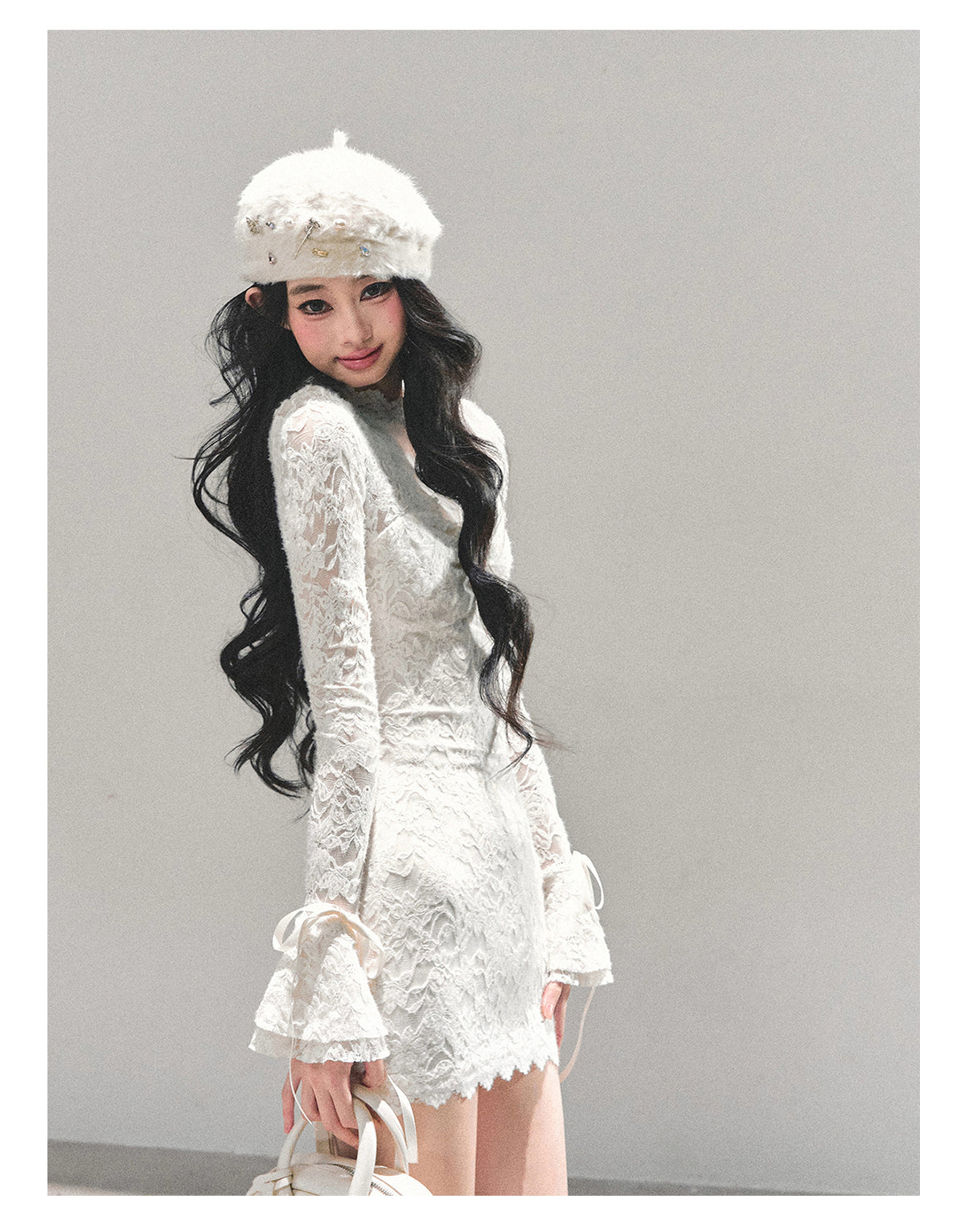 ShaoYeYan Full Moon Moment Long Sleeve Lace Dress