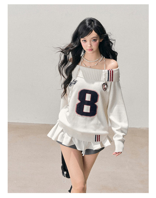 ShaoYeYan Aomalm Frost Spreading Corner Off-Shoulder Sweatshirt