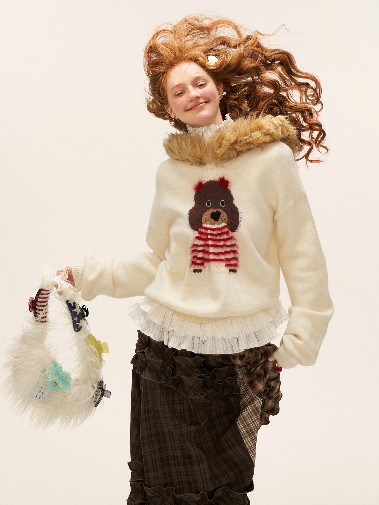 MAMC Cute Dog Fur Hoodie Sweater