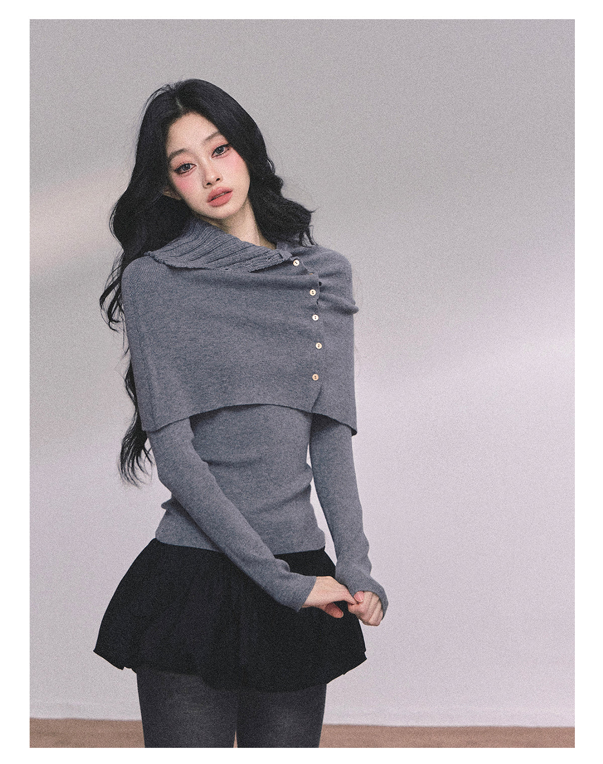 ShaoYeYan Noblewoman Waist-Defining Long Sleeve Knit Top
