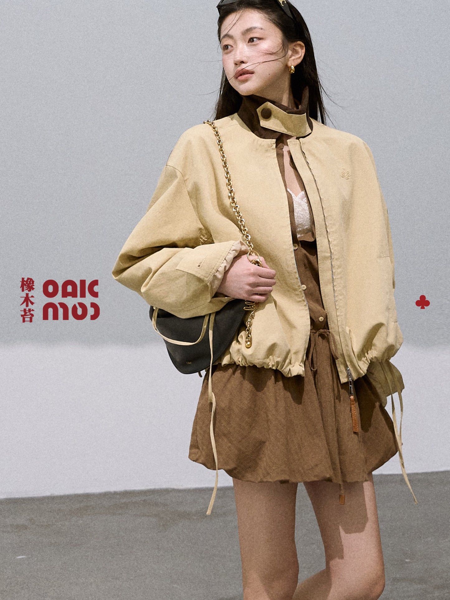 OAKMOO Amber Apricot Loose Tie-Dye Casual Jacket