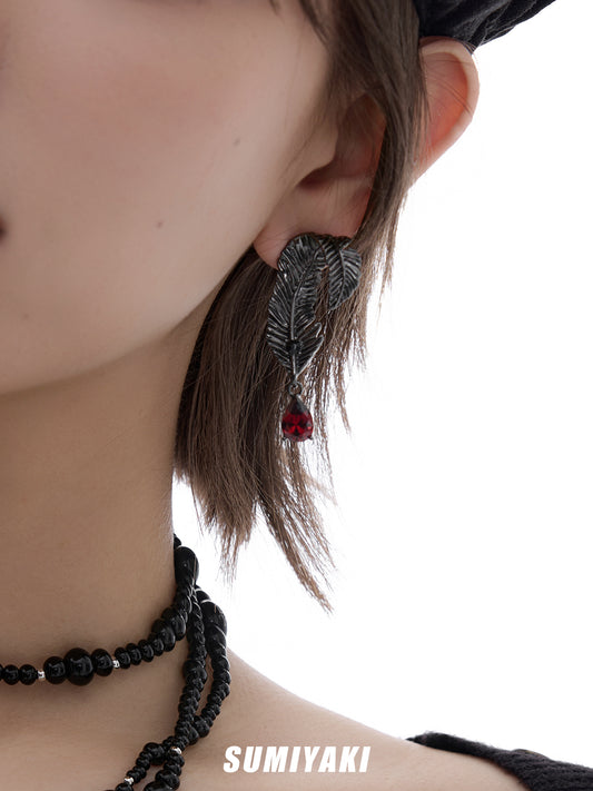 SUMIYAKI Dark Feather Punk Earrings