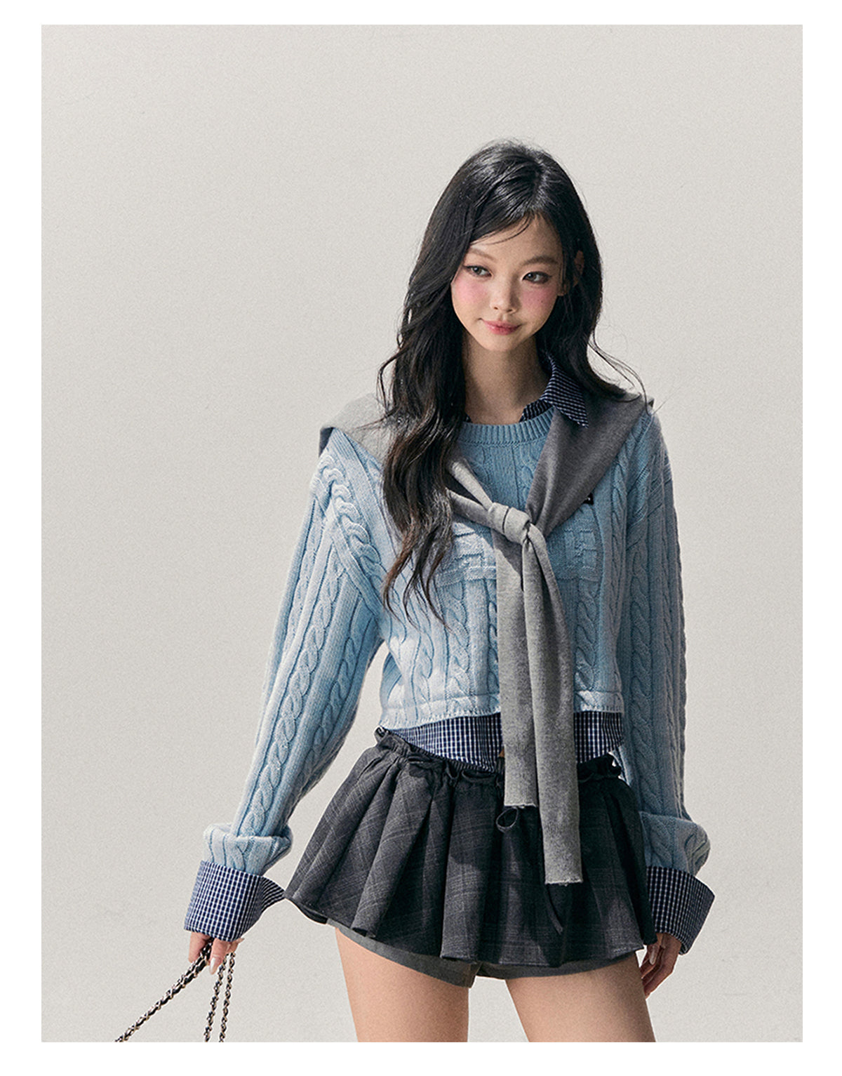 ShaoYeYan Aomalm Suspended Blue Fake Two-Layer Wool Sweater