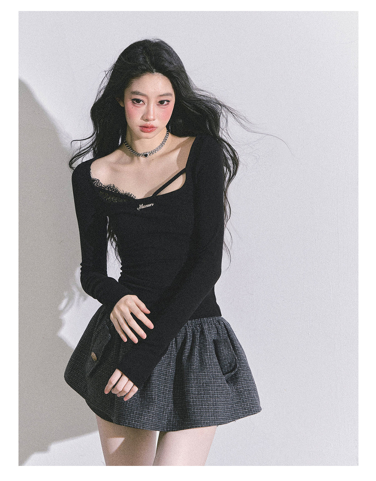 ShaoYeYan Long Sleeve Lace T-Shirt
