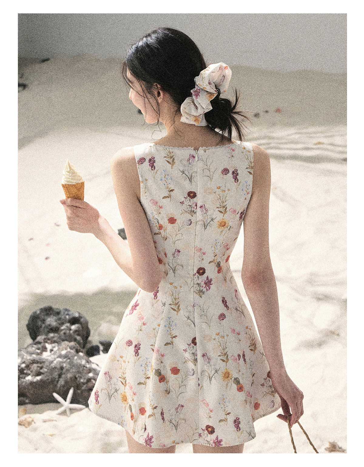 ShaoYeYan Aomalm Chamomile Summer French Lace Floral Strap Dress