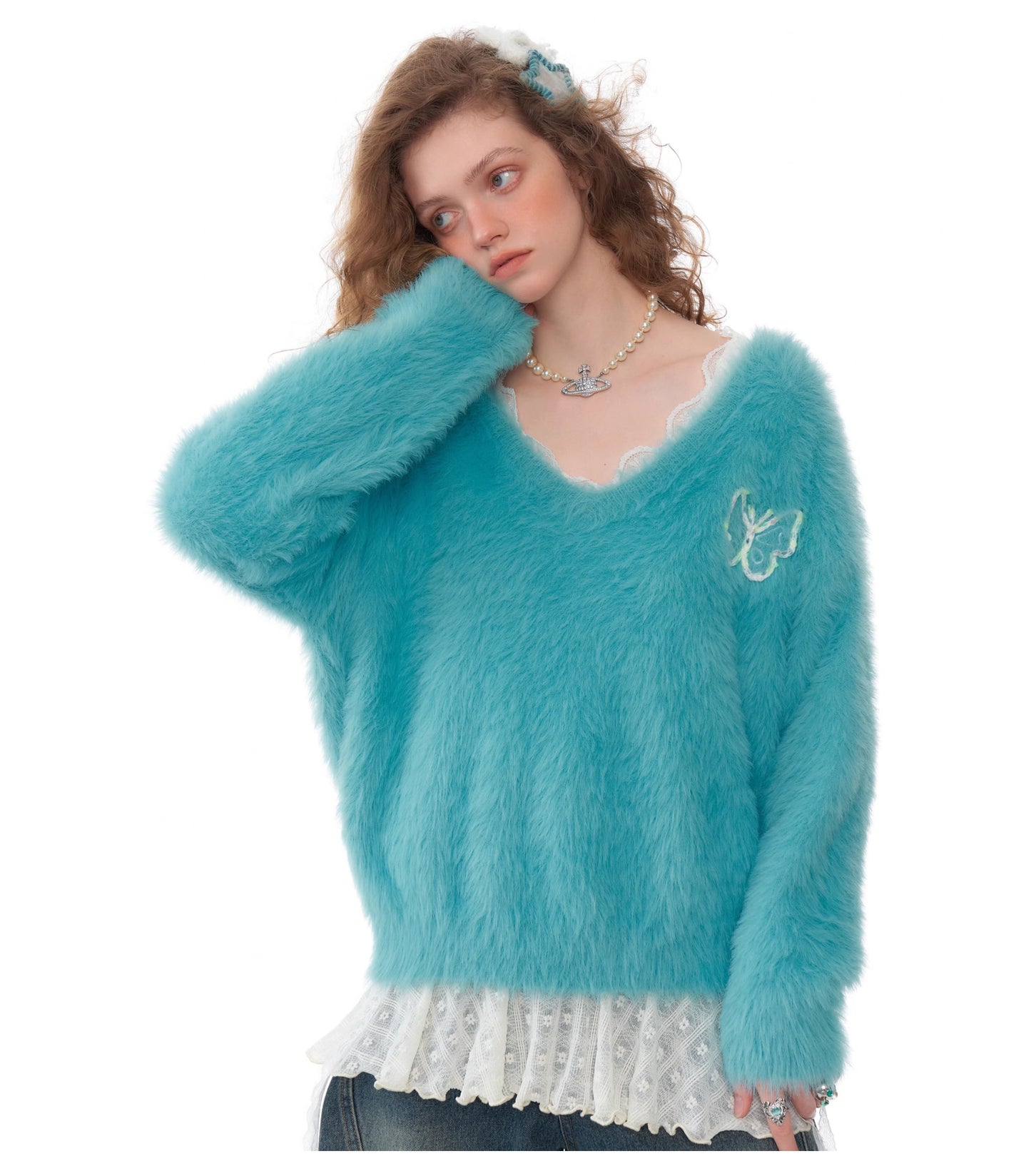 ziziFei Faux Mink Knit Sweater