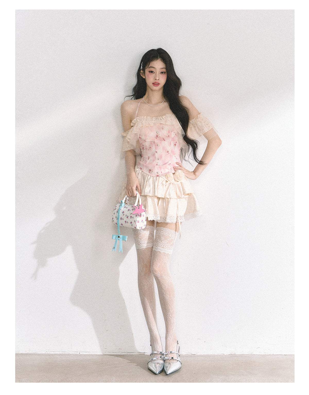 SHAOYEYAN French Lace Floral Halter Top