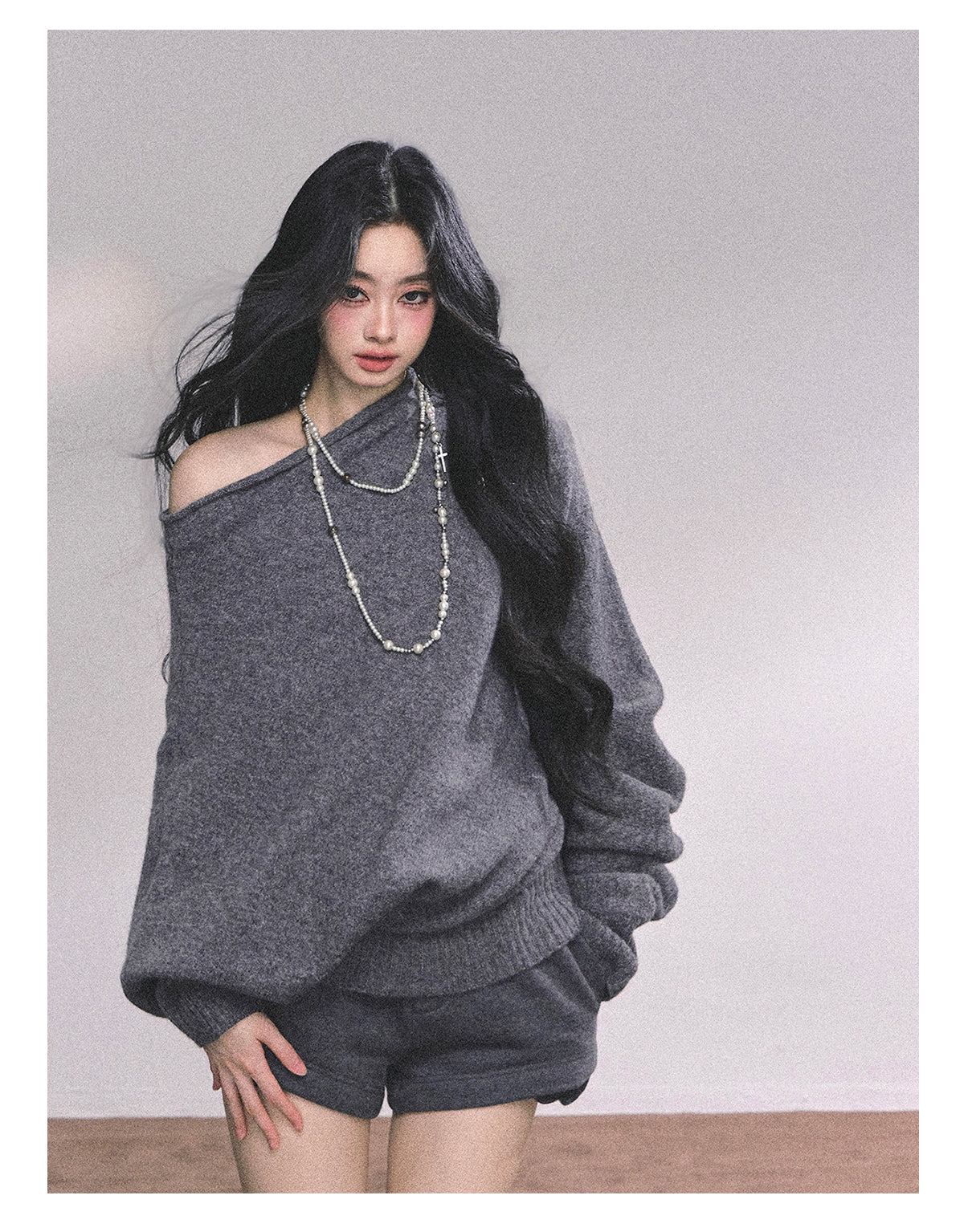 ShaoYeYan Cold Unnie Korean Off-Shoulder Sweater