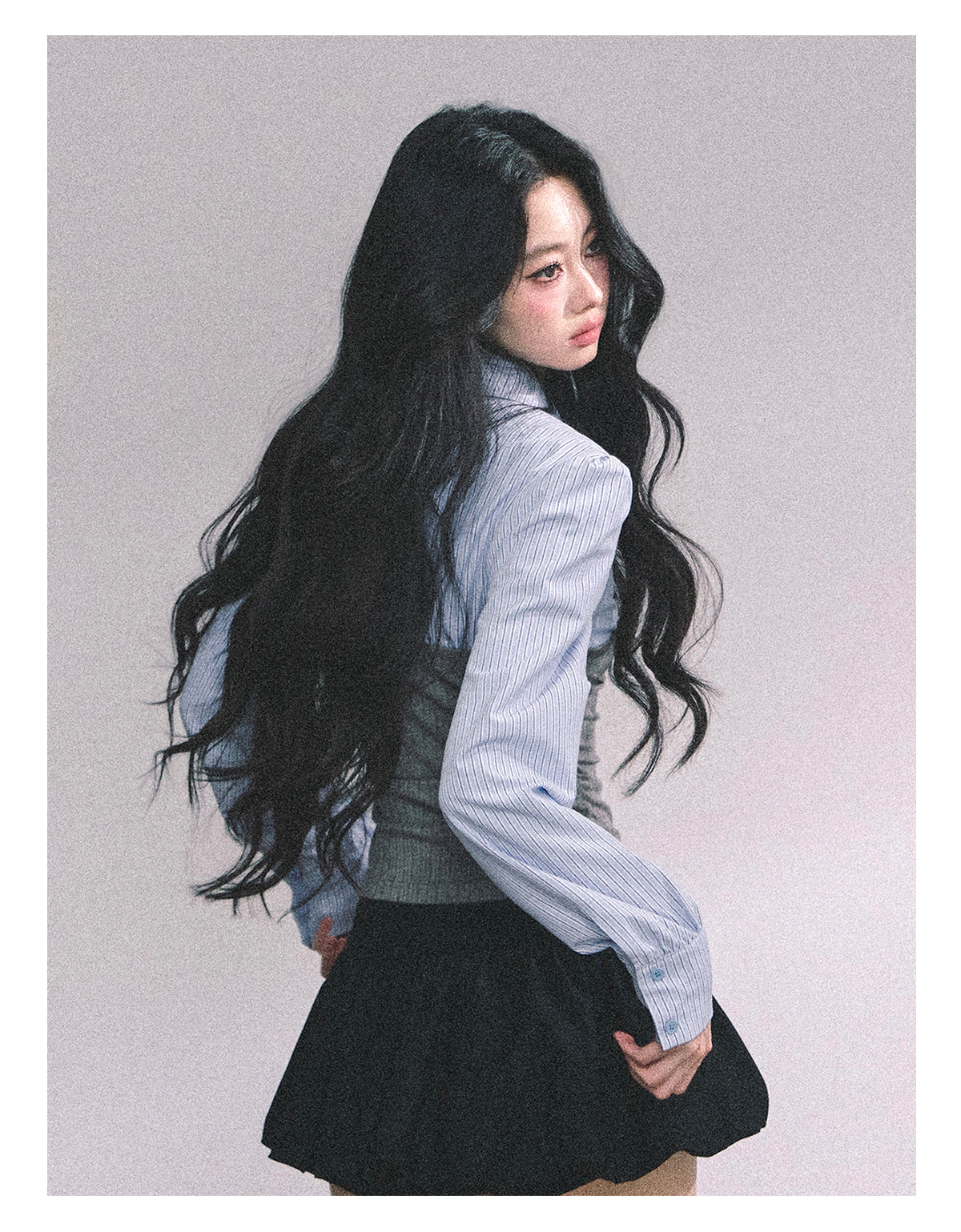 ShaoYeYan Edinburgh College Fake Two-Piece Striped Polo Knit Shirt