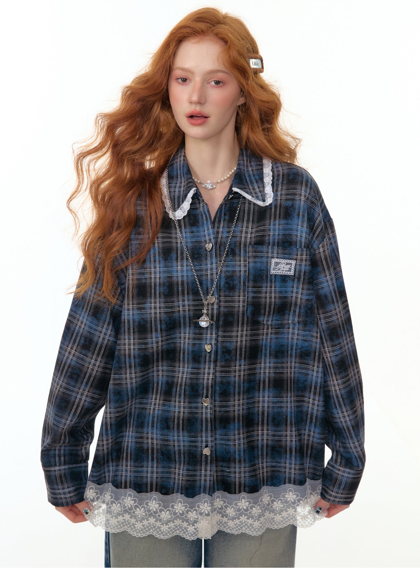 ZiziFei "Retro Sweetheart" Lace Trim Shirt