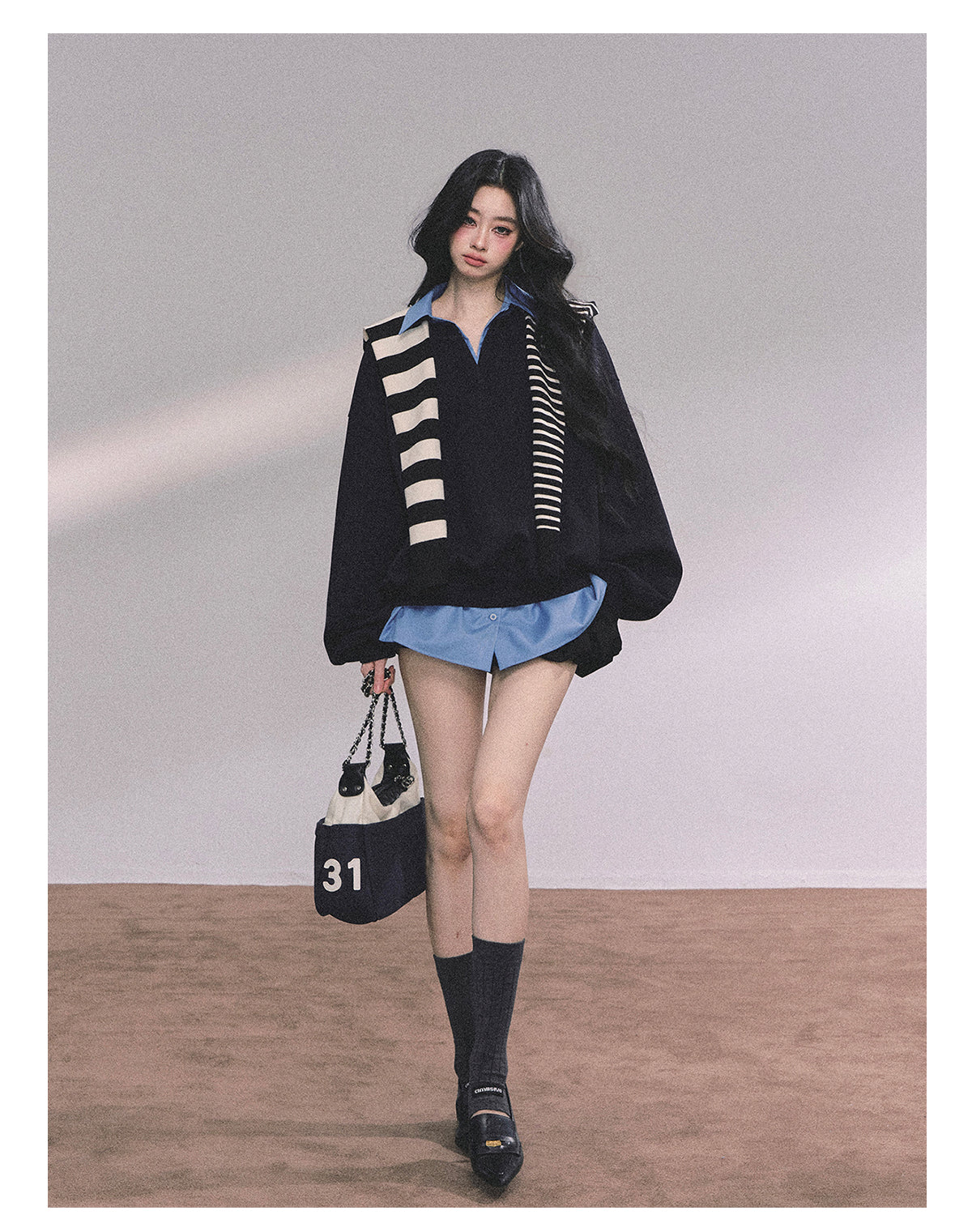 ShaoYeYan High IQ College Fake Two-Piece American Loose Fit Hoodie