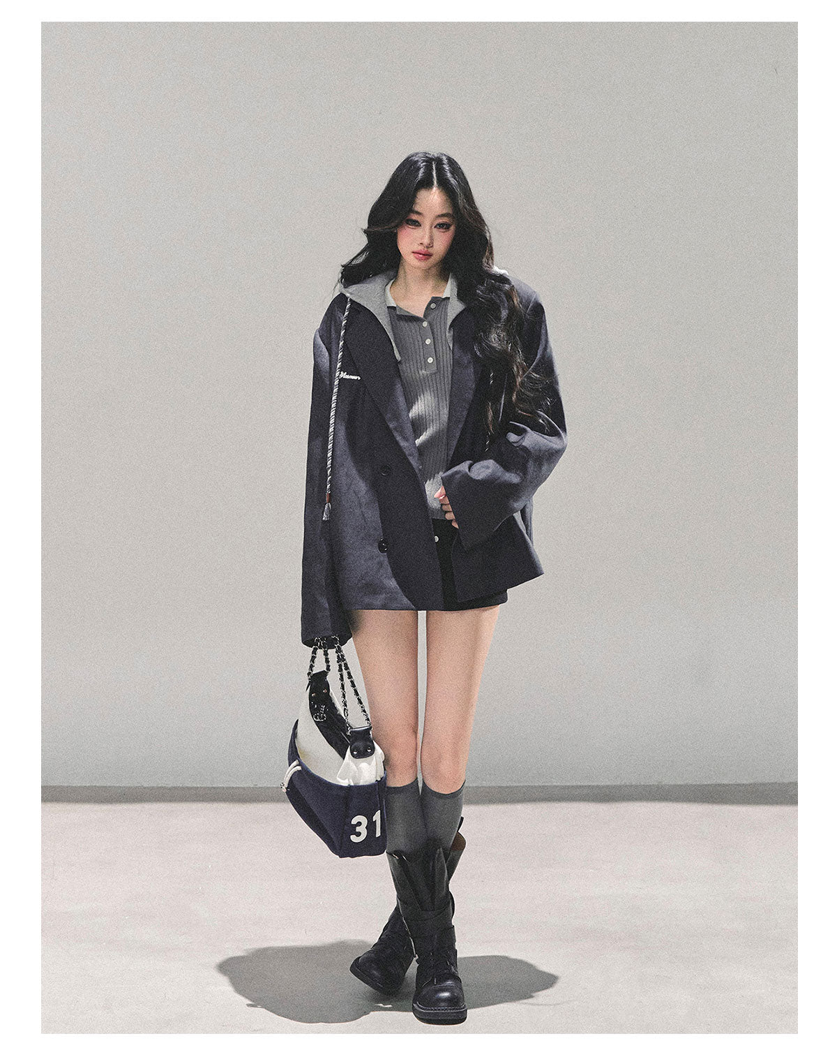 ShaoYeYan Minimalist Silhouette Fake Two-Layer Blazer