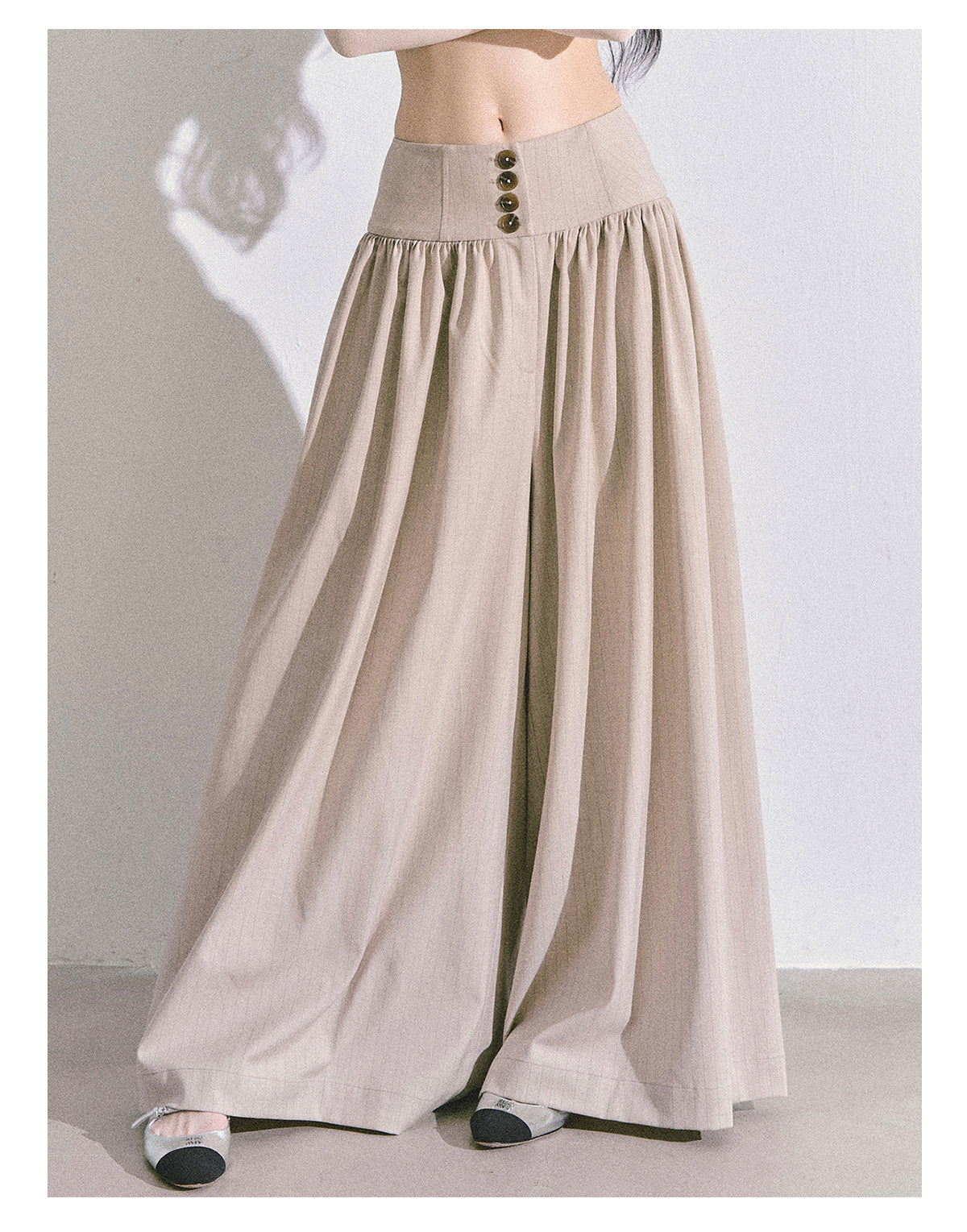 ShaoYeYan Rosa Street Loose Fit Wide-Leg Trousers