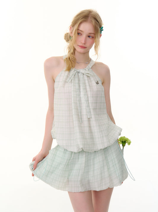 ziziFei Retro Bow-Tie Bustier Top & Mini Skirt