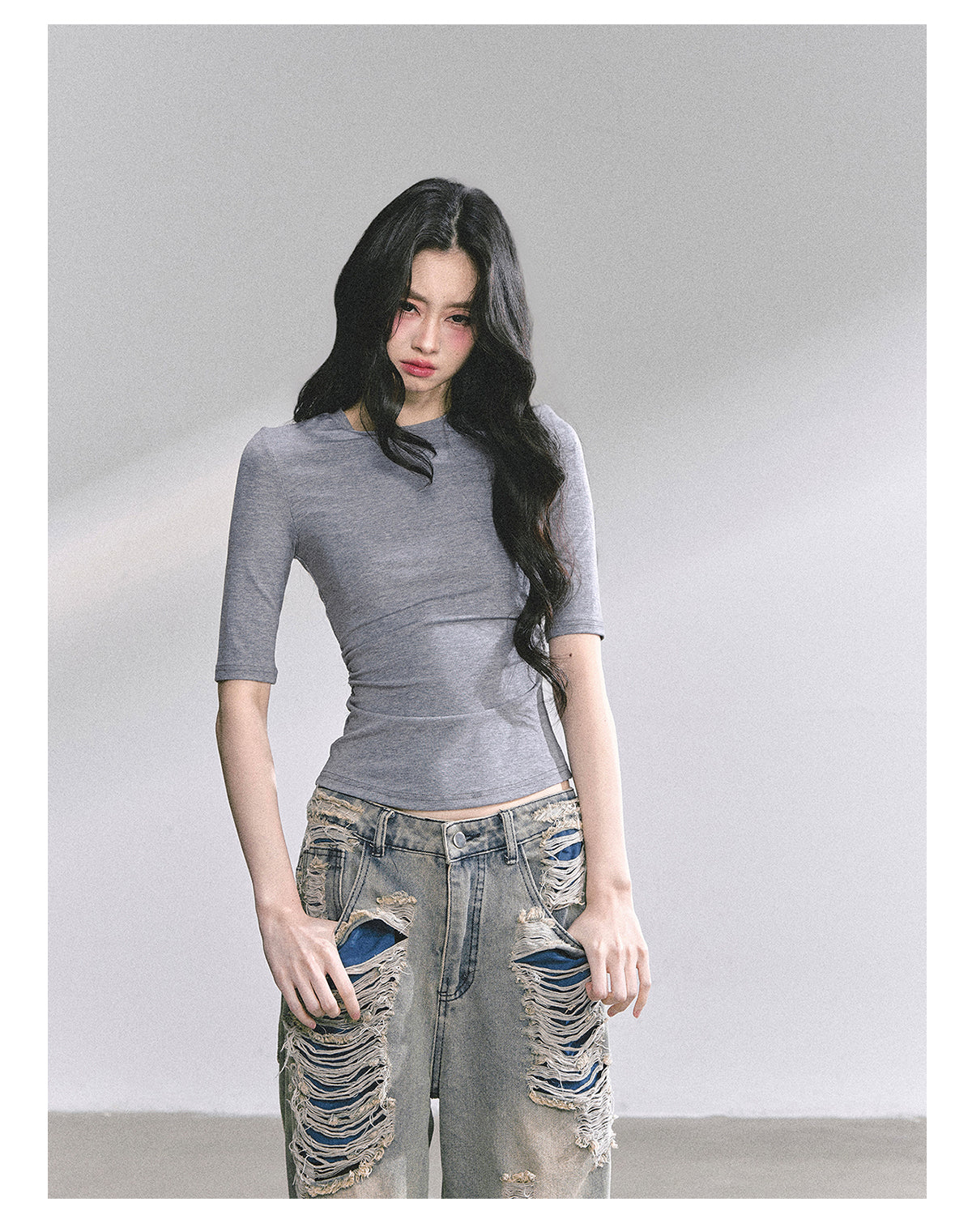 SHAOYEYAN Back Butterfly Lace Waist-Defining Tee