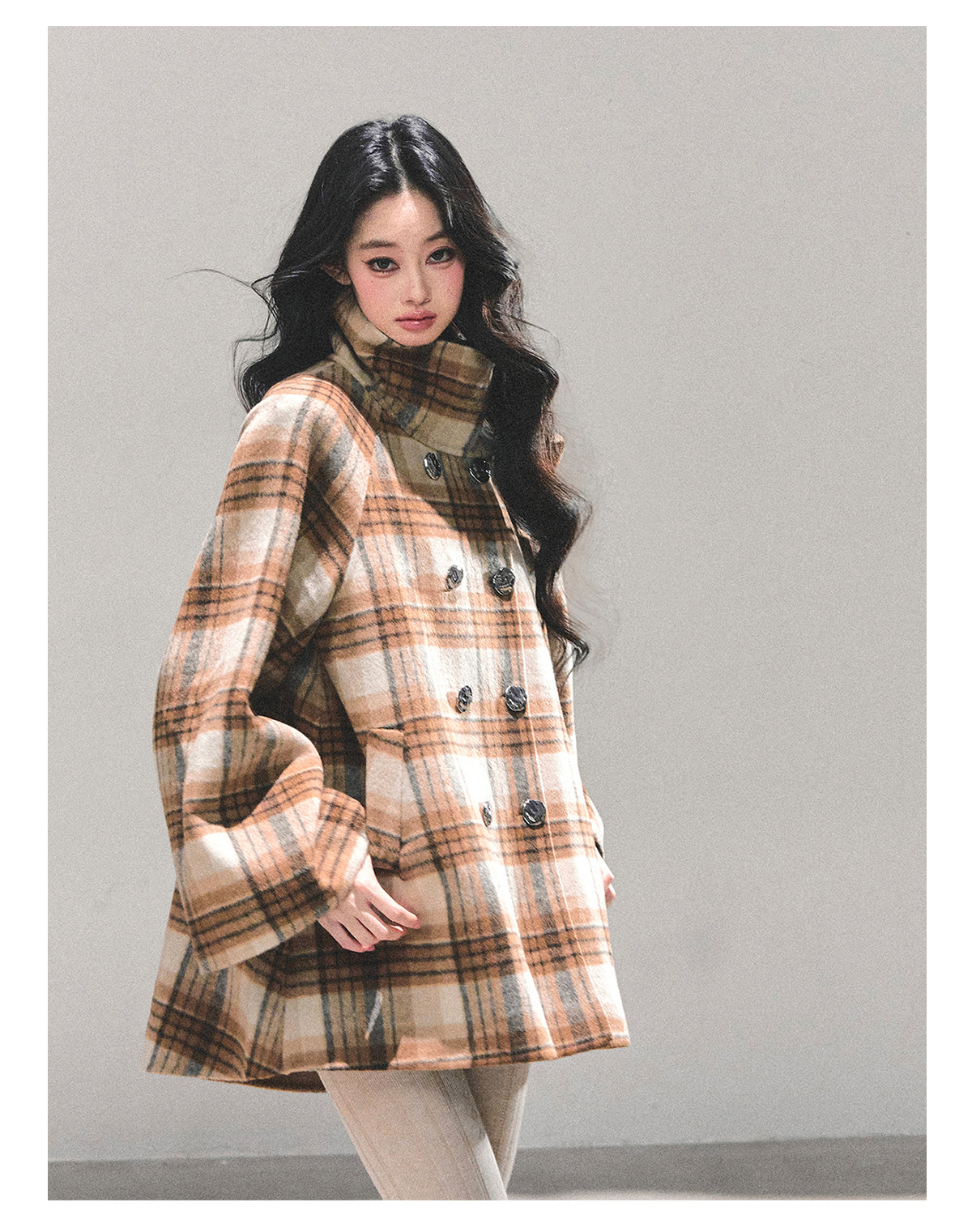 ShaoYeYan Hidden Grid Secret Wool Coat